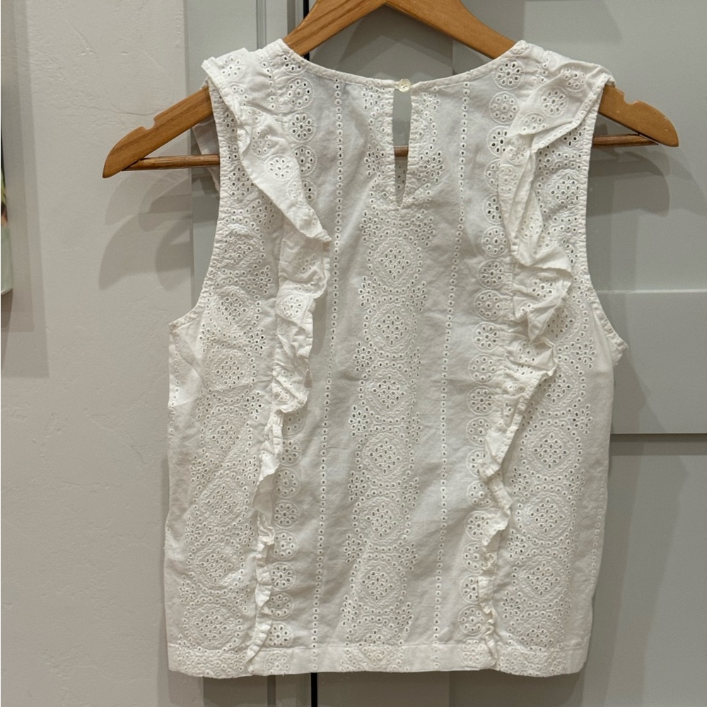 Madewell Eyelet Bellflower Ruffle Top - Picture 2 of 3